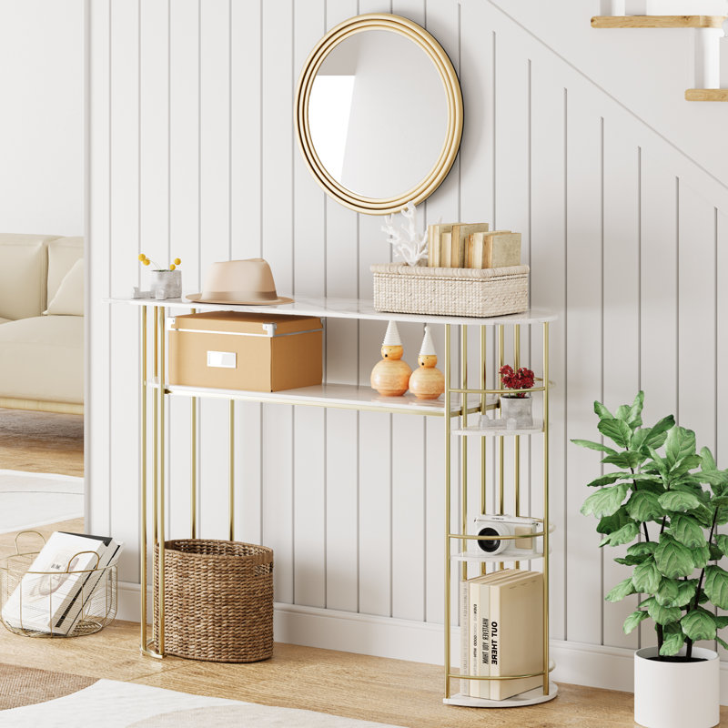 Mercer41 Console Table Gold Sofa Tables Narrow Entryway Table With ...